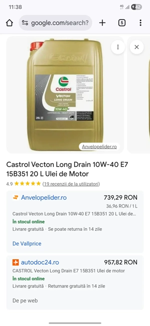 castrol 10w40 vecton long drain 