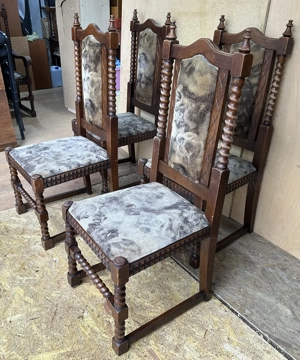 4 buc Scaun Vintage din lemn masiv sculptate stil Baroc - imagine 3