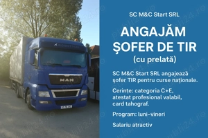 Angajam sofer profesionist TIR cu prelata