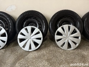 Set roți iarnă jante oțel cu anvelope Nokian 165/65/R14 79T + capace originale Toyota Aygo - imagine 5