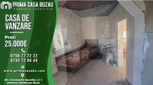 Casa si teren 3500mp in comuna Amaru BZ   4 camere   renovata in 2025   Pret: 25.000