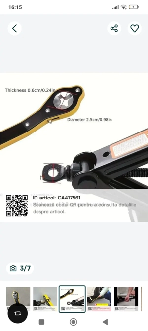 Cheie cu crichet Iron Jack pentru actionarea cricului auto tip foarfeca  - imagine 3