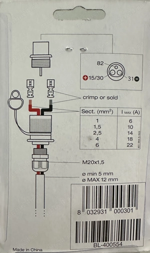 Set 1 x Stecher cu 1 x priza electric marca 25 ampere auto
