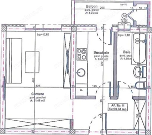 Ultimul apartament cu o camera, semifinisat, 32 mp, balcon 4mp, parcare, Apahida