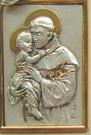 cadou rar Sf Anton de Padova tablou Icoana placat argint Italia 1960 - imagine 3