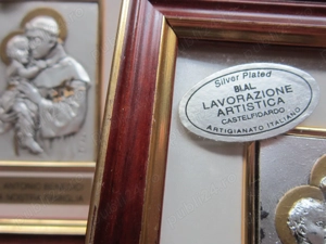 cadou rar Sf Anton de Padova tablou Icoana placat argint Italia 1960 - imagine 5