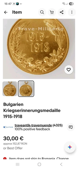 Medalie veche bulgaria - imagine 3