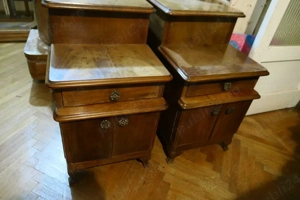 2 Noptiere vechi Lemn Masiv cu sertar si usi Vintage Retro