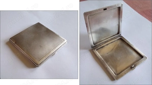 Pudriera veche din alama argintata