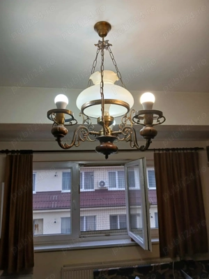 Candelabru din alamă si lemn  - imagine 2