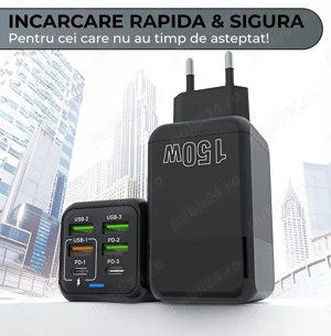 Incarcatoare Turbo Fast Charge 150w 6A Huawei Honor Xiaomi Oppo IPhone Motorola OnePlus RealMe - imagine 6