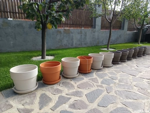 Ghiveci granit cu farfurie 