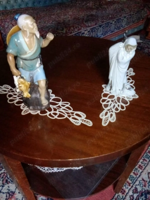 Bibelouri vintage reprezentand pescar chinez si pastor asiatic 