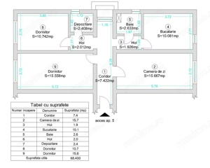 3 cam 68 mp parter CENTRALA PROPRIE zona Complex Studentesc