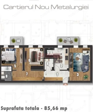 ZONA METALURGIEI - Apartament Decomandat 3 camere - imagine 2