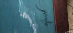 tablou pictura ulei pe pinza autor semnat 