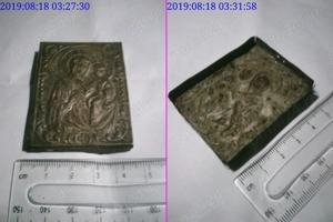 Icoana Veche Unicat cca Sec. XlX din Alama in Relief