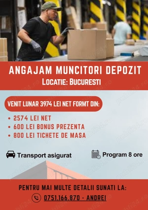 Manipulant marfa  - Depozit colete