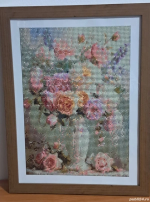 Tablou cu diamante 5D ,,Vaza cu flori "