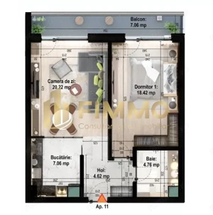Apartament 2 camere | 64mp | ET 13 | ID:1422 - imagine 11