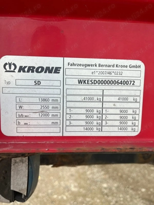 De vânzare: Semiremorcă platformă Krone SD   An 2014   Stare tehnică excelentă   - imagine 3