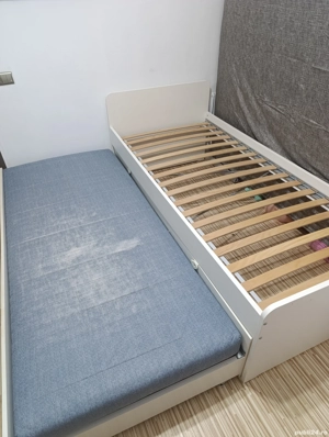Pat extensibil Ikea alb 90x200 cu 2 sertare