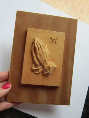 cadou rar Maini de rugaciune - sculptura lemn dupa A.Durer Germania1960 - imagine 3