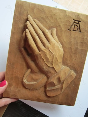 cadou rar Maini de rugaciune - sculptura lemn dupa A.Durer Germania1960