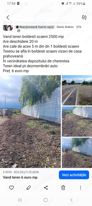 Vand teren 2500 mp 6 euro mp