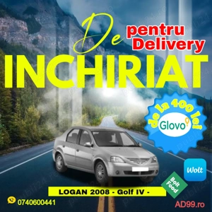 Inchiriez Logan 1.6 benzina + GPL pentru delivery Glovo Wolt Bolt food