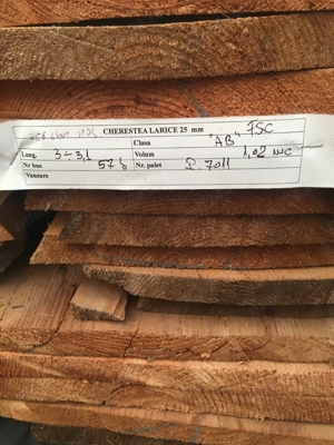 Cherestea larice veche uscata netivita- 25 mm grosime, cantitate 3.1mc