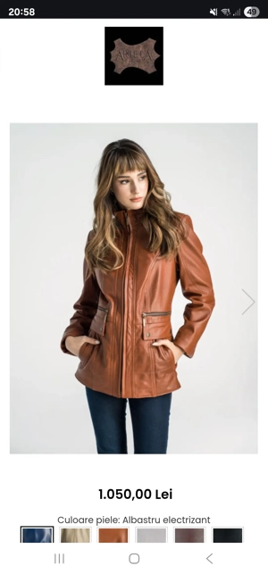 Jacheta piele lucrata manual