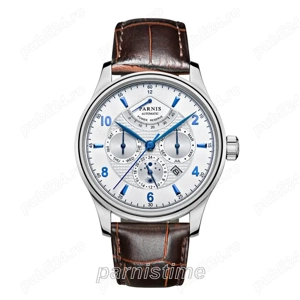 Parnis 26 Jewels Luxury 42 mm Moon Phase Automatic Men Watches Leather Strap Miyota 9100 Power Reser