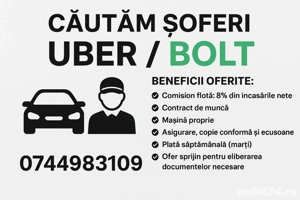 Căutăm Șoferi Uber   Bolt 