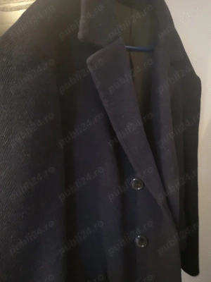 Palton barbati din stofa lana 100%, bleumarin inchis, calduros, marimea L-XL