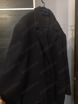 Palton barbati, stofa lana 100%, albastru inchis, calduros, marimea L-XL