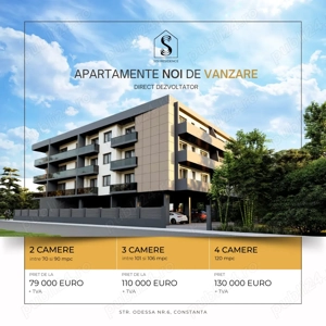 Apartament 3 camere, Bloc nou, Direct Dezvoltator, Constanta