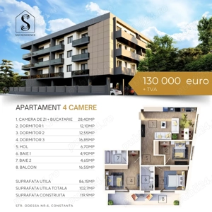 Apartament 4 camere, Sisi Residence, Tomis Nord, Constanta