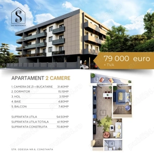 Apartament 2 camere, Terasa spatioasa, Bloc nou, Tomis nord , Sisi Residence