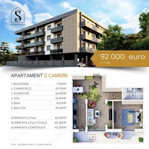 Apartament 2 camere, Terasa spatioasa, Bloc nou, Tomis nord , Odessa 6, Sisi Residence