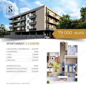 Apartament 2 camere, Terasa spatioasa, Bloc nou, Dezvoltator Imobiliar Sisi Residence - imagine 5