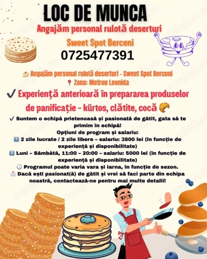 Angajam personal pentru rulota - deserturi -