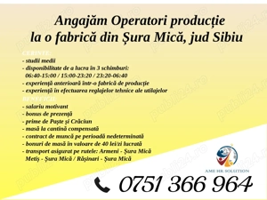 Angajăm Operatori producție