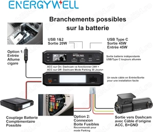 Baterie externă pentru camera auto ENERGY WELL P8 12V 12000 mAh - imagine 6