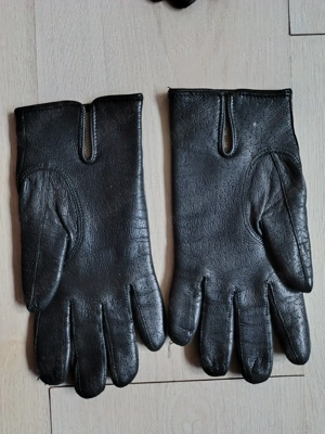 Manusi Soft Leather Gloves, Black Lambskin Leather, Size S-M - imagine 2