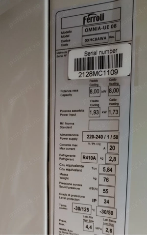 Pompă căldură Ferroli nouă  - imagine 2