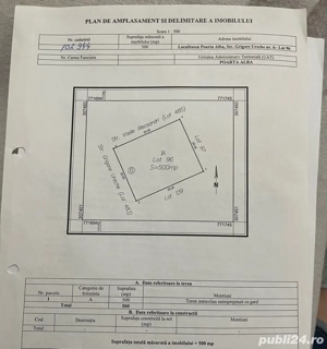    Teren intravilan Poarta Albă   500 m , dublă deschidere, utilități la stradă!