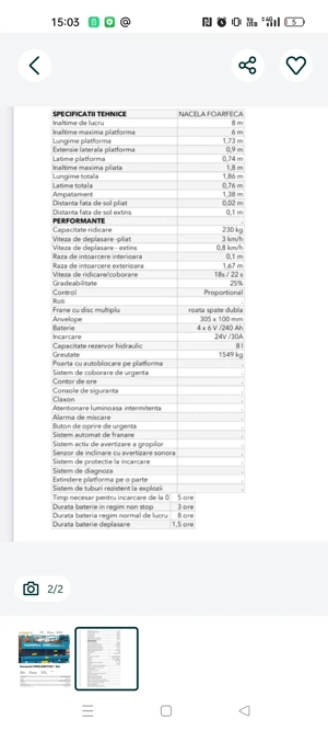 Nacela electrica tip foarfece 10 m - imagine 2