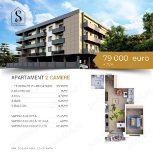 Apartament 2 camere, Bloc Nou, Sisi Residence,  Tomis Nord, Constanta