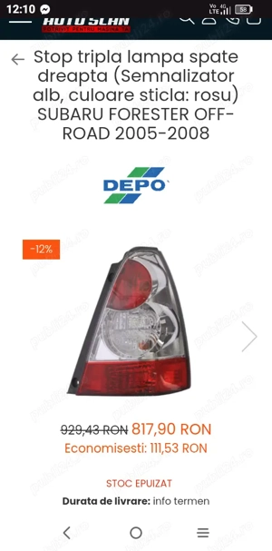 Stop Triplă Spate Dreapta Subaru 